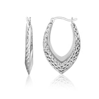 Thumbnail for Sterling Silver Fancy Weave Style Texture Hoop Earrings