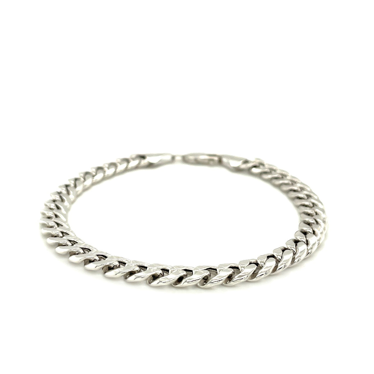 6.7mm 14k White Gold Miami Cuban Semi Solid Bracelet