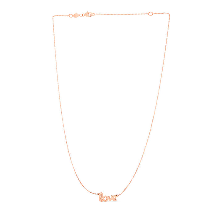 14k Rose Gold Script LOVE Necklace