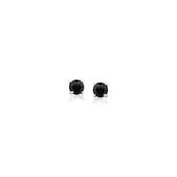 Thumbnail for 14k White Gold Black 3mm Faceted Cubic Zirconia Stud Earrings