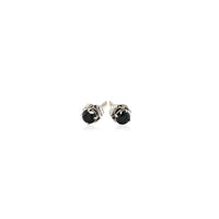 Thumbnail for 14k White Gold Black 3mm Faceted Cubic Zirconia Stud Earrings