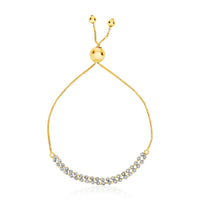 Thumbnail for 14k TwoTone Yellow and White Gold Adjustable Textured Bracelet