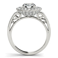 Thumbnail for 14k White Gold Diamond with Two-Row Pave Border Engagement Ring (2 cttw)