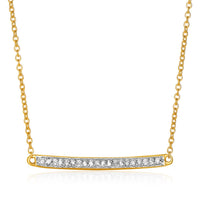 Thumbnail for 14k Yellow Gold Necklace with Gold and Diamond Bar (1/10 cttw)