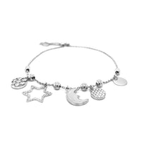 Thumbnail for Adjustable Bead Bracelet with Celestial Charms in Sterling Silver