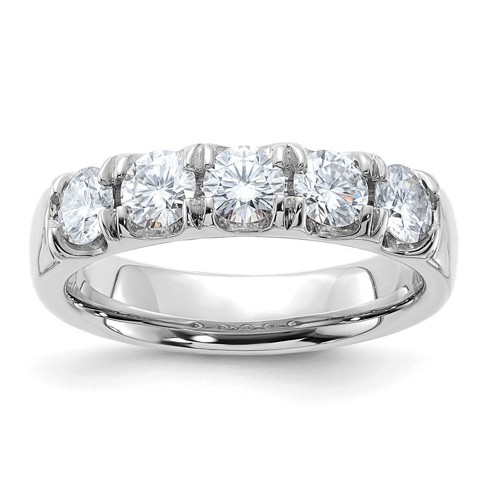 14kw 1ct. 5 Stone D E F Pure Light Moissanite Band