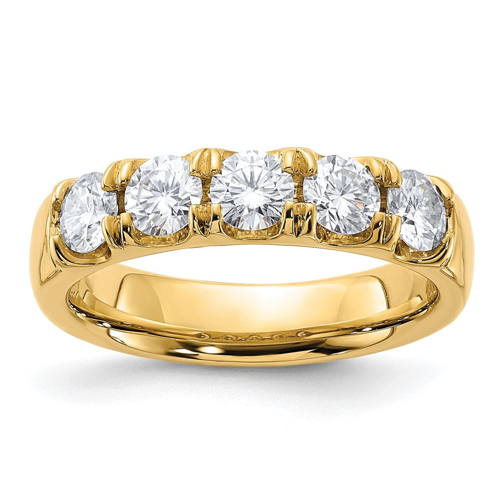 14ky 1ct. 5 Stone G H I True Light Moissanite Band