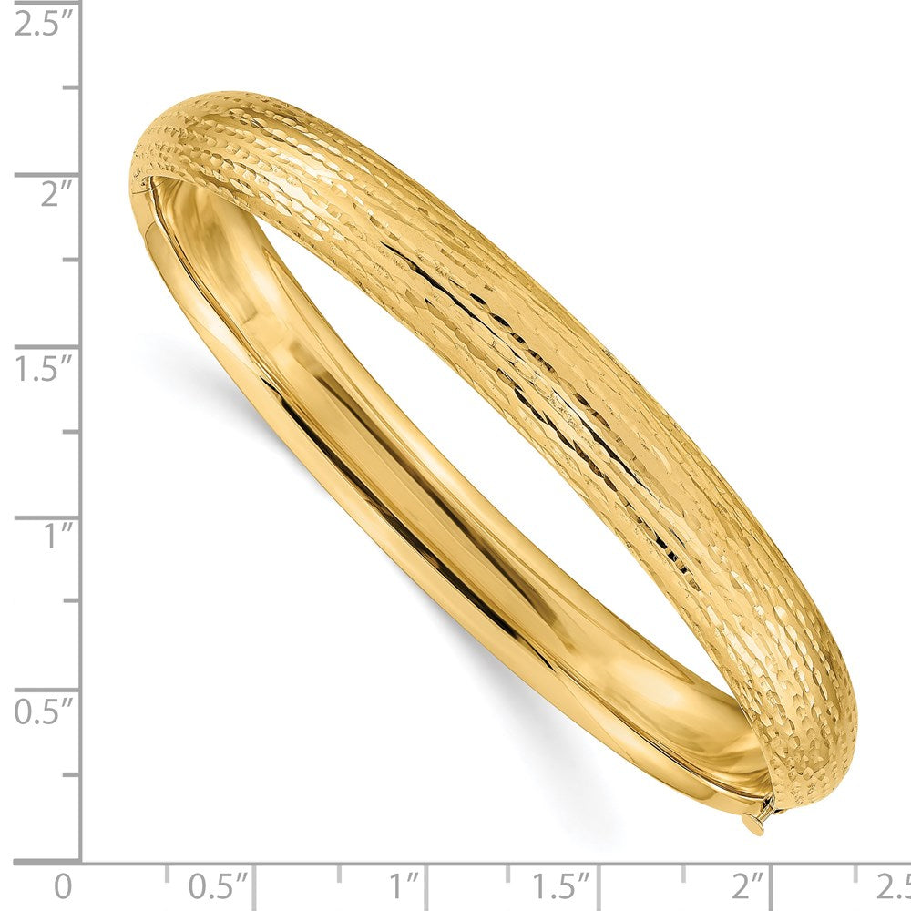 14k 5/16 Diamond-cut Fancy Hinged Bangle Bracelet
