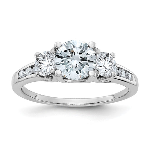 14kw 1.50ct. Three Stone with Side Stones D E F Pure Light Moissanite Ring