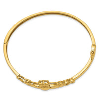 Thumbnail for 14k 4mm Diamond-cut Claddagh Hinged Bangle Bracelet