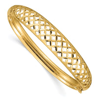 Thumbnail for 14k 6.25-12.5mm Graduated Fancy Weave Hinged Bangle Bracelet