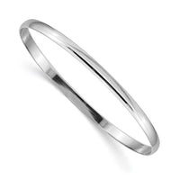 Thumbnail for 14k White Gold 4mm Solid Polished Half-Round Slip-On Bangle