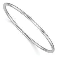 Thumbnail for 14k White Gold 3mm Polished Round Tube Slip-on Bangle