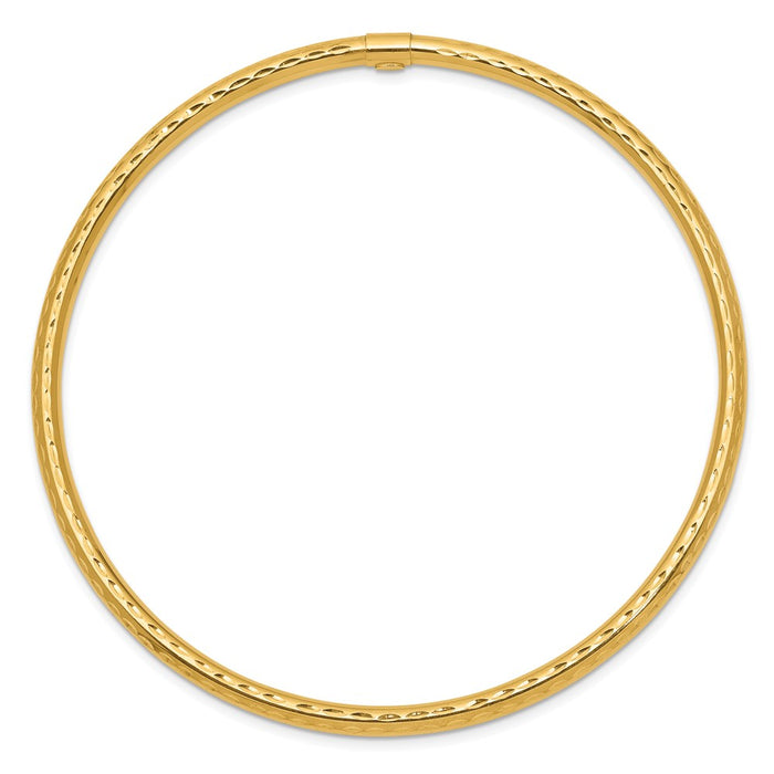 14k 3mm Diamond-cut Tube Slip-on Bangle