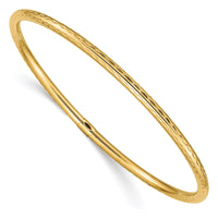 Thumbnail for 14k 3mm Diamond-cut Tube Slip-on Bangle