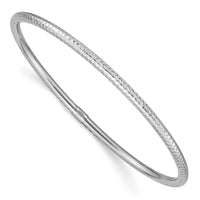Thumbnail for 14k White Gold 3mm Diamond-cut Slip-on Bangle