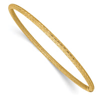 Thumbnail for 14k 3mm Satin Finish Diamon-cut Tube Slip-on Bangle