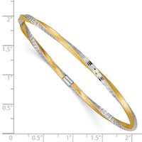 Thumbnail for 14k and White Rhodium 3mm Satin Diamond-cut Twist Slip-on Bangle