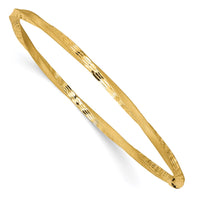 Thumbnail for 14k 3mm Satin Finish Diamond-cut Twist Slip-on Bangle