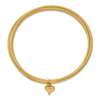 Thumbnail for 14K w/ Dangle Heart Oversized Slip-on Set of 7 Textured Bangles