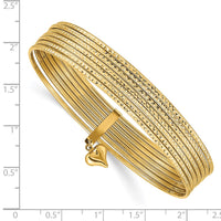 Thumbnail for 14K w/ Dangle Heart Set of 7 Slip-on Textured Bangles
