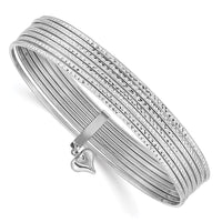 Thumbnail for 14K WG w/ Dangle Heart Textured Set of 7 Slip-on Bangles