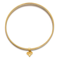 Thumbnail for 14K w/Dangle Heart Tri-color Oversized Set of 7 Textured Slip-on Bangles