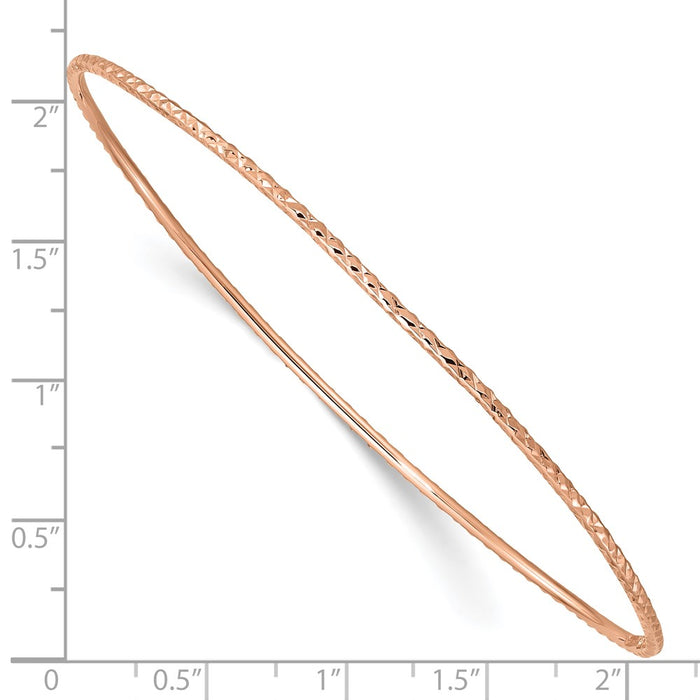 14k 1.5mm Rose Gold Diamond-Cut Slip-on Bangle Bracelet