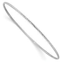 Thumbnail for 14k 1.5mm White Gold Diamond-Cut Slip-on Bangle Bracelet
