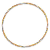 Thumbnail for 14k Tri-color Diamond-cut Twisted Slip-on Bangle