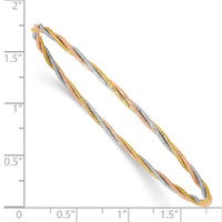 Thumbnail for 14k Tri-color Diamond-cut Twisted Slip-on Bangle