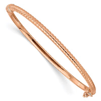 Thumbnail for 14K Rose Gold Polished Textured Hinged Bangle Bracelet
