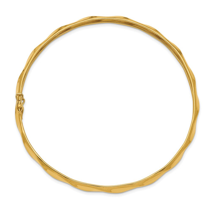 14k Yellow Gold Polished Twisted Flexible Bangle