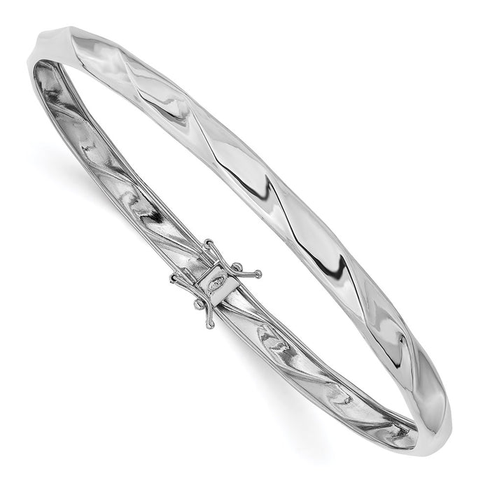 14k White Gold Polished Twisted Flexible Bangle