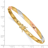 Thumbnail for 14K w/White and Rose Rhodium Polished Satin D/C Flex Bangle