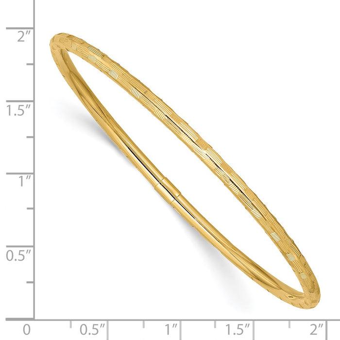 14k Yellow Gold Diamond-cut Slip-on Bangle