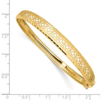 Thumbnail for 14k Polished and Textured Graduated Flexible Hinged Bangle