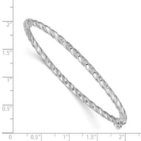 Thumbnail for 14k WG Polished Textured Hinged Bangle Bracelet