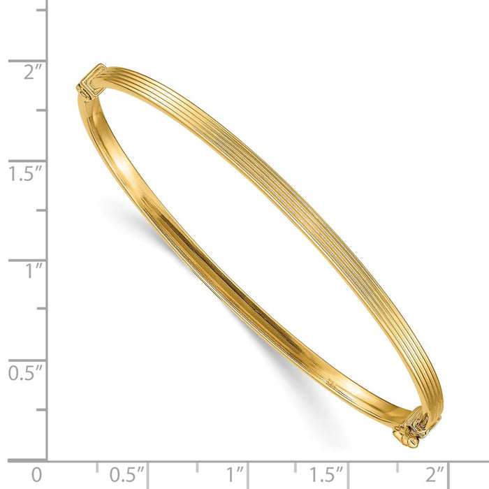 14k Polished Textured Hinged Bangle Bracelet