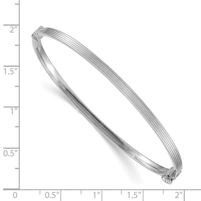 14k White Gold Polished Textured Hinged Bangle Bracelet