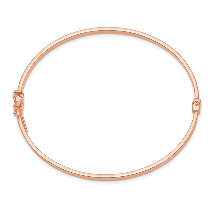 14k Rose Gold Polished Textured Hinged Bangle Bracelet