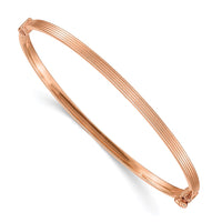 Thumbnail for 14k Rose Gold Polished Textured Hinged Bangle Bracelet