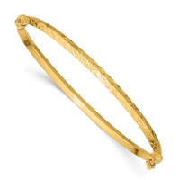 Thumbnail for 14k Polished Diamond-cut Hinged Bangle Bracelet
