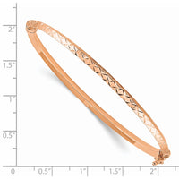 Thumbnail for 14k Rose Gold Polished Diamond-cut Hinged Bangle Bracelet