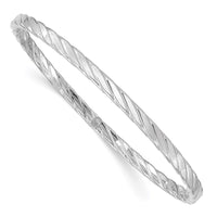 Thumbnail for 14K White Gold 4mm Textured Twist Slip-on Bangle