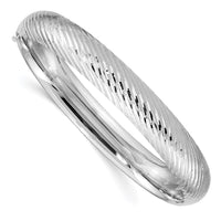 Thumbnail for 14k White Gold 7/16 Textured Hinged Bangle