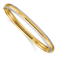 Thumbnail for 14k 4/16 w/White Rhodium Diamond-Cut Hinged Bangle