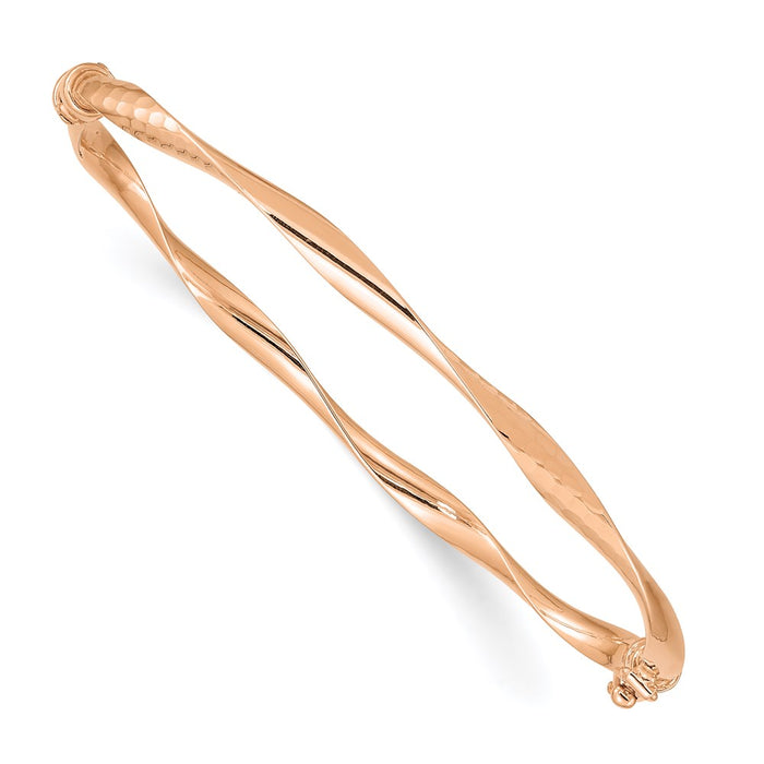 14K Rose Gold Hinged Bangle Bracelet