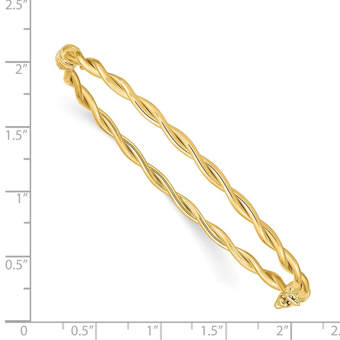 14K Yellow Gold Twisted Hinged Bangle