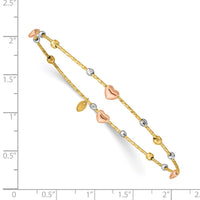 Thumbnail for 14k Tri-color Heart Diamond-cut Slip-on Bangle